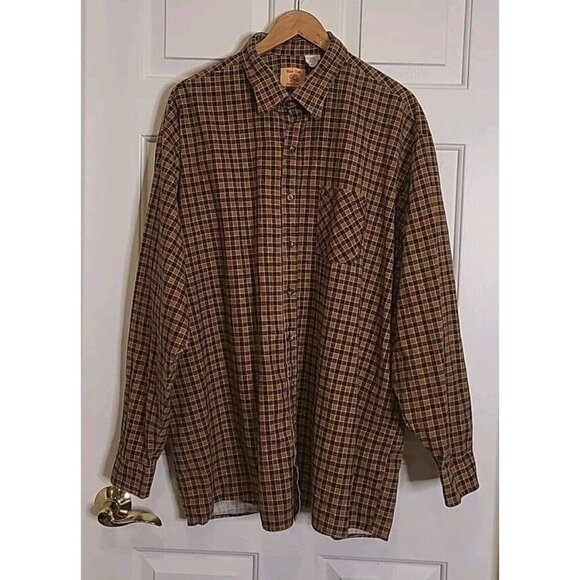 Red Oak Ranch Apparel Sz 3X Tall Mens Black Rust Brown Checkered Button Shirt - Picture 1 of 10